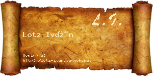 Lotz Iván névjegykártya